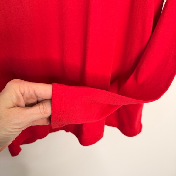 NWT Lauren Ralph Lauren Black Label Red RL Logo Long Sleeve Pajama Sleep Top - Picture 4 of 8